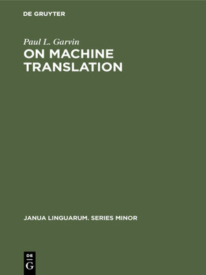 cover image of On Machine Translation
